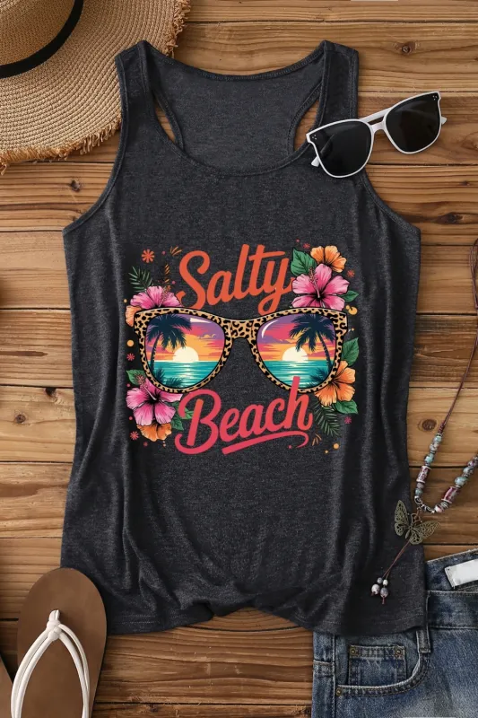 Salty Beach Sunglasses Tank Top For Women sold by Fancy Tees