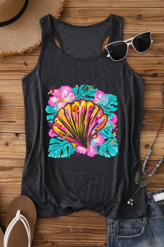 Colorful Shell Floral Tank Top For Women sold by Fancy Tees