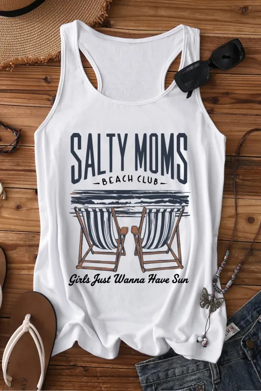 Salty Moms Beach Club Tank Top For Women sold by Fancy Tees