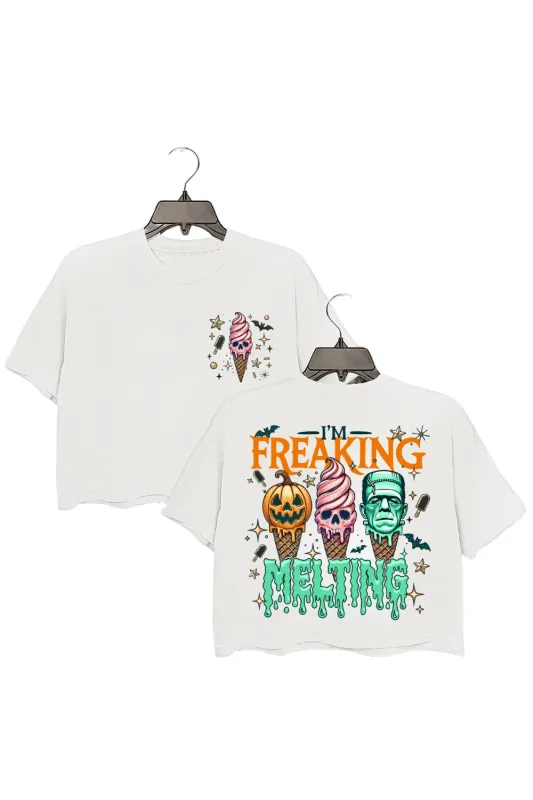 Freaking Melting Funny Halloween Crop Top For Women sold by Fancy Tees