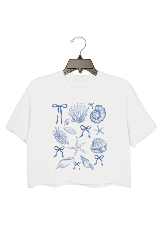 Coquette Seashell Summer Vibes Crop Top For Women sold by Fancy Tees