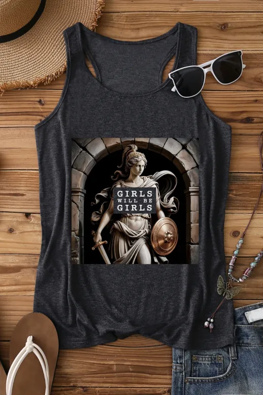 Girls Will Be Girls Medusaa With The Head Feminism Tank Top For Women sold by Fancy Tees