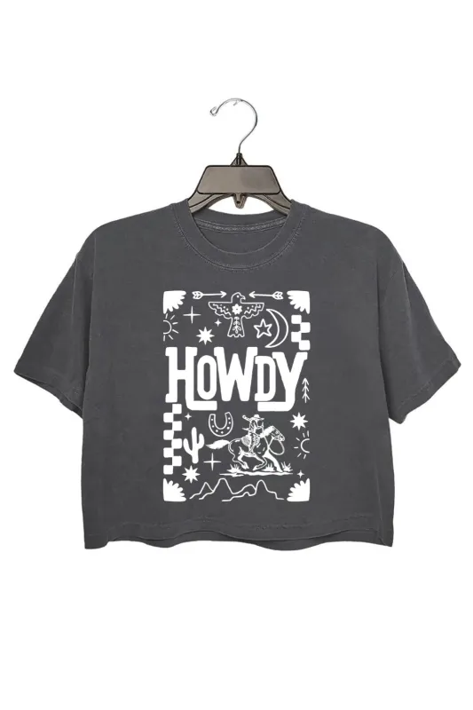 Howdy Cowboy Retro Floral Western Crop Top For Women sold by Fancy Tees