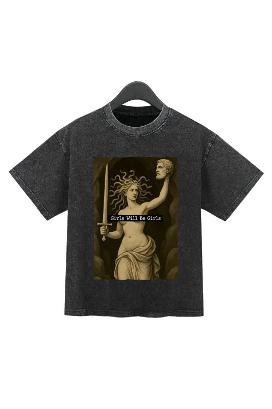 Girls Will Be Girls Medusaa With The Head Washed Crop Top For Women sold by Fancy Tees