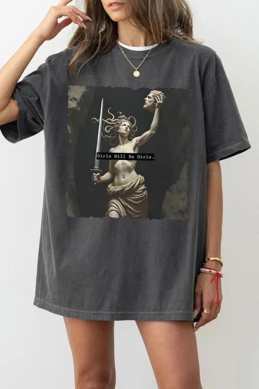 Girls Will Be Girls Medusa With The Head Tee For Women sold by Fancy Tees