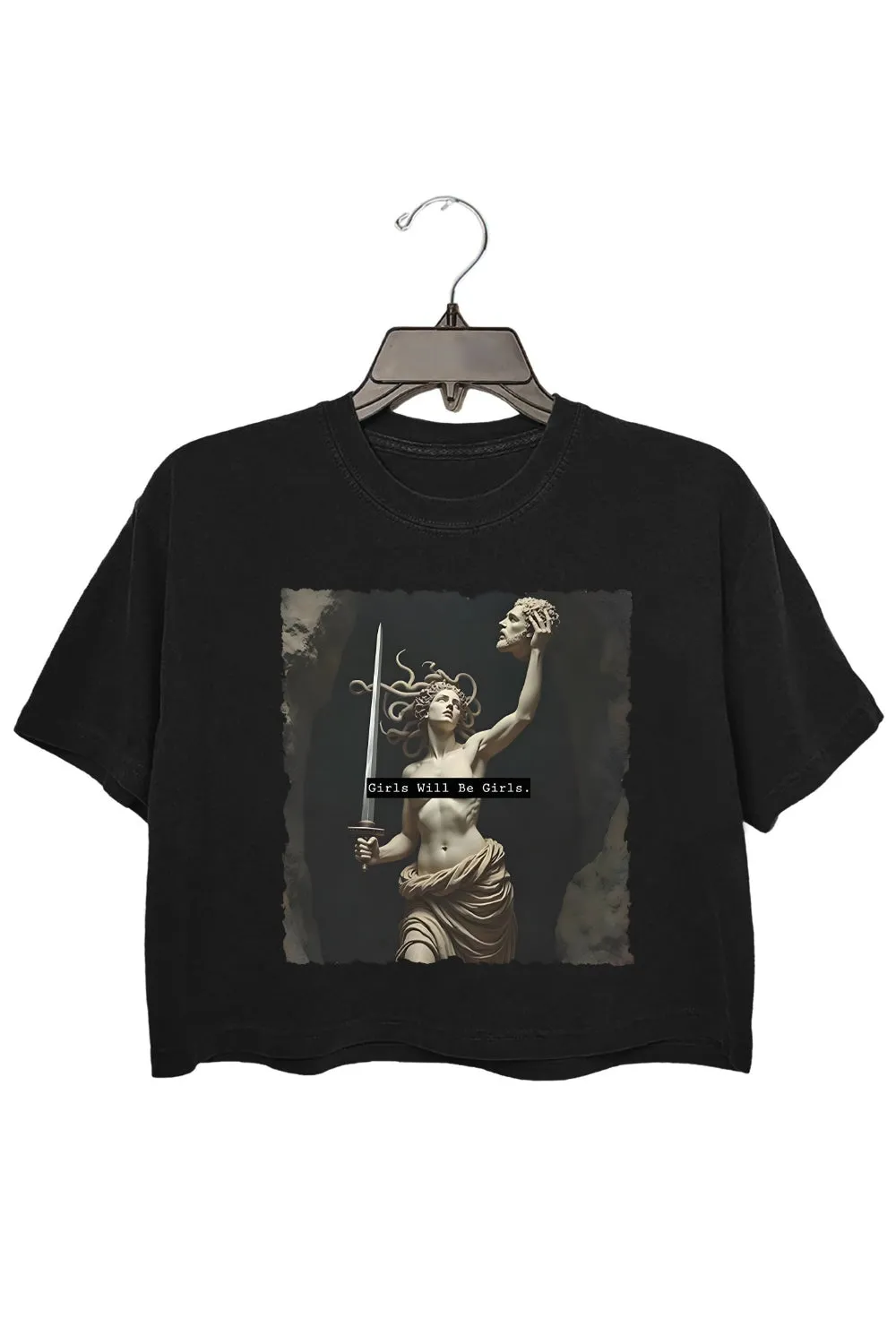 Girls Will Be Girls Medusa With The Head Crop Top For Women sold by Fancy Tees product image thumbnail 3