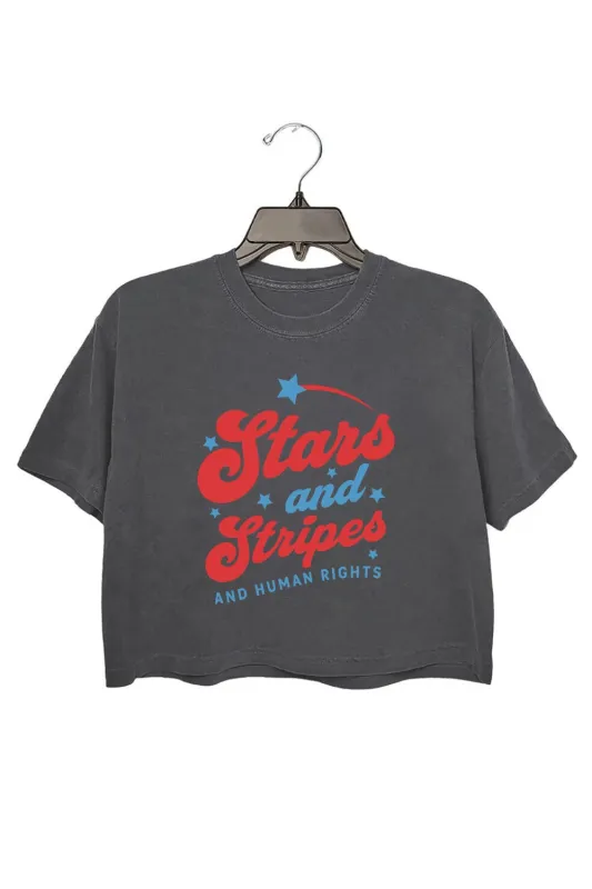 Stars and Stripes and Human Rights Crop Top For Women sold by Fancy Tees