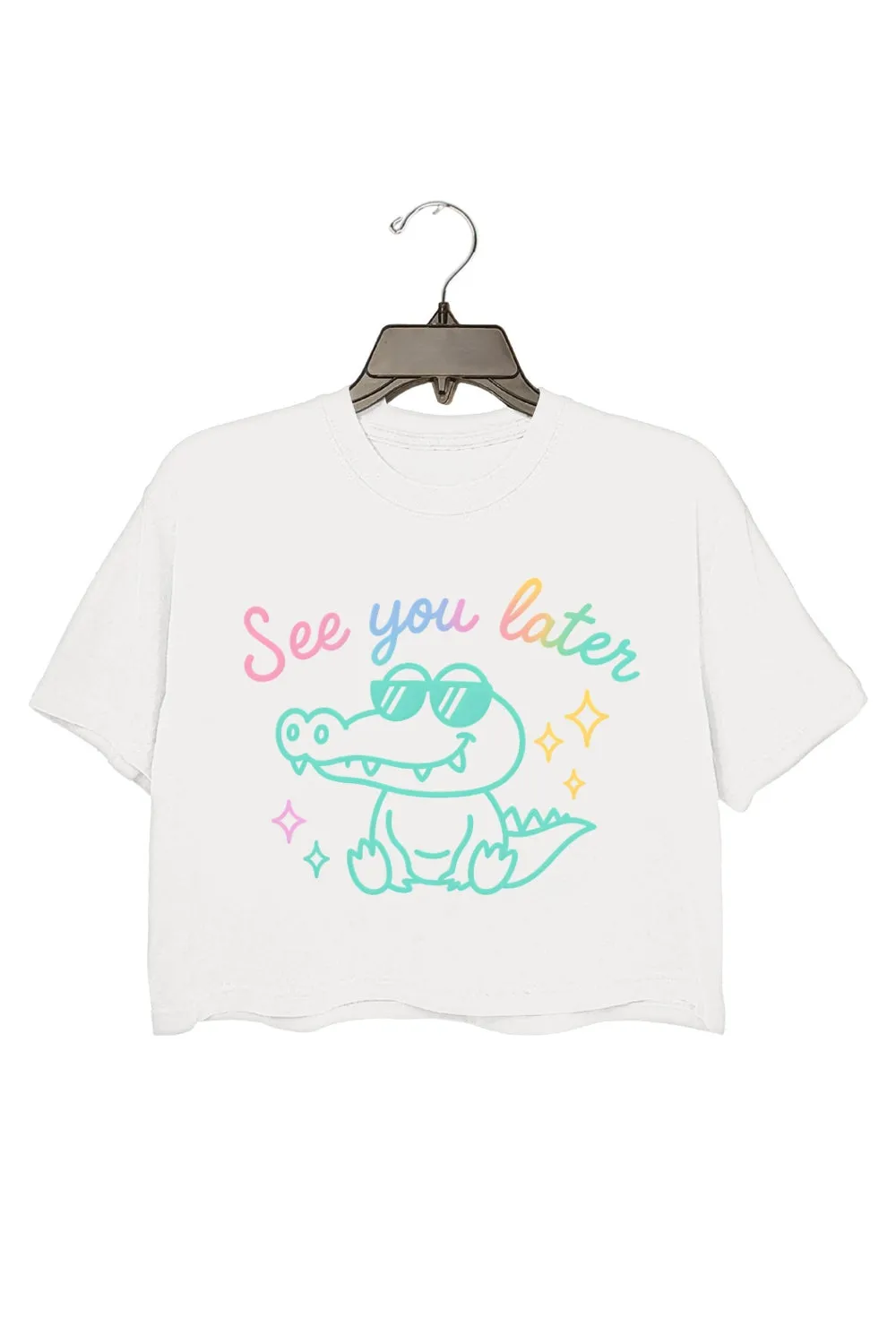 See You Later Alligator Teacher Summer Crop Top For Women sold by Fancy Tees product image thumbnail 3