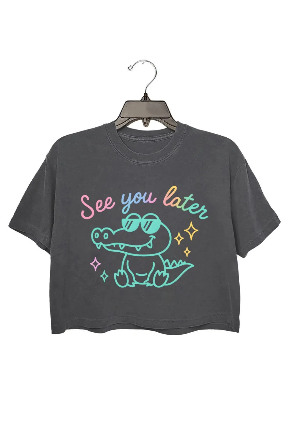 See You Later Alligator Teacher Summer Crop Top For Women sold by Fancy Tees product image thumbnail 2