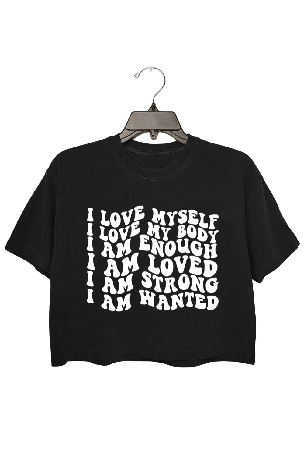 Positive Affirmations Self Love Crop Top For Women sold by Fancy Tees product image thumbnail 3