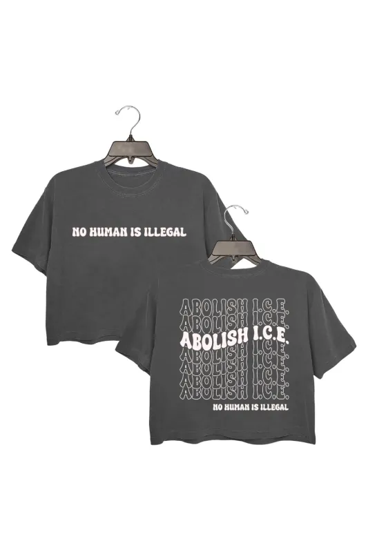 Abolish Ice No Human Is Illegal Crop Top For Women sold by Fancy Tees