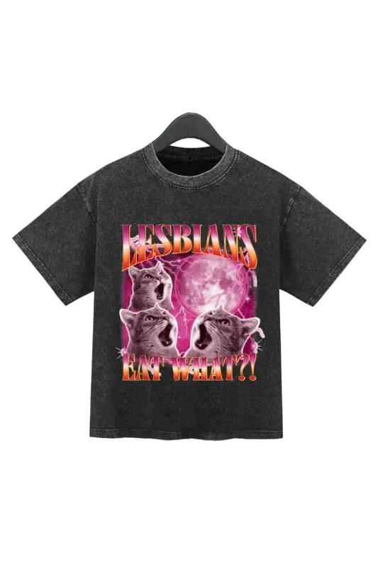 Lesbian Eat What Cat Washed Crop Top For Women sold by Fancy Tees