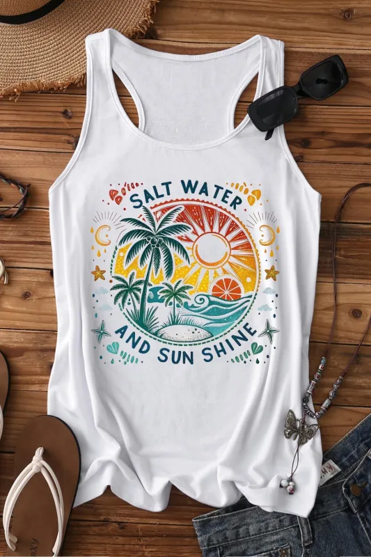 Salt Water And Sun Shine Tank Top For Women sold by Fancy Tees