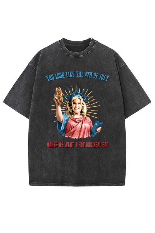 4th Of July Makes Me Want A Hot Dog Vintage Washed Tee sold by Fancy Tees