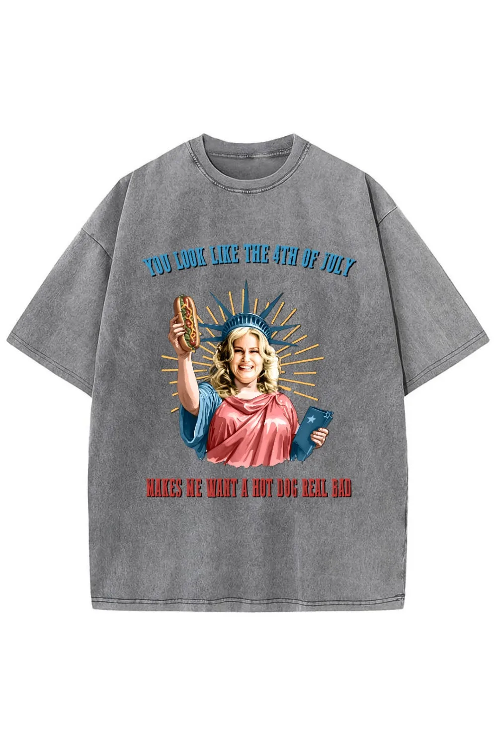 4th Of July Makes Me Want A Hot Dog Vintage Washed Tee sold by Fancy Tees product image thumbnail 2