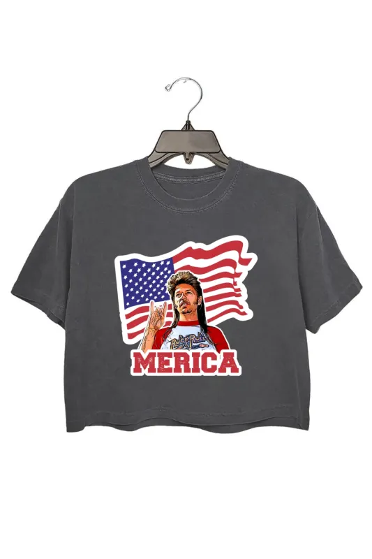 Joe Dirt Merica 4th Of July Crop Top For Women sold by Fancy Tees