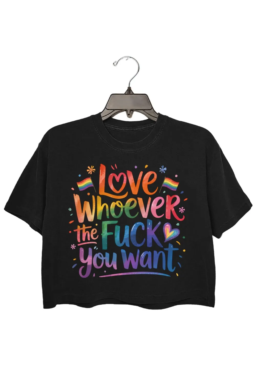 Love Whoever The F You Want Crop Top For Women sold by Fancy Tees product image thumbnail 3