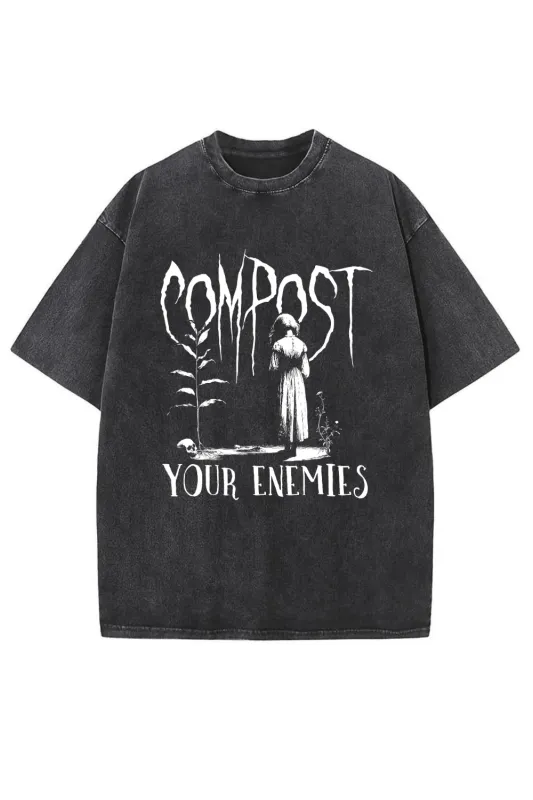 Retro Compost Your Enemies Washed Tee sold by Fancy Tees