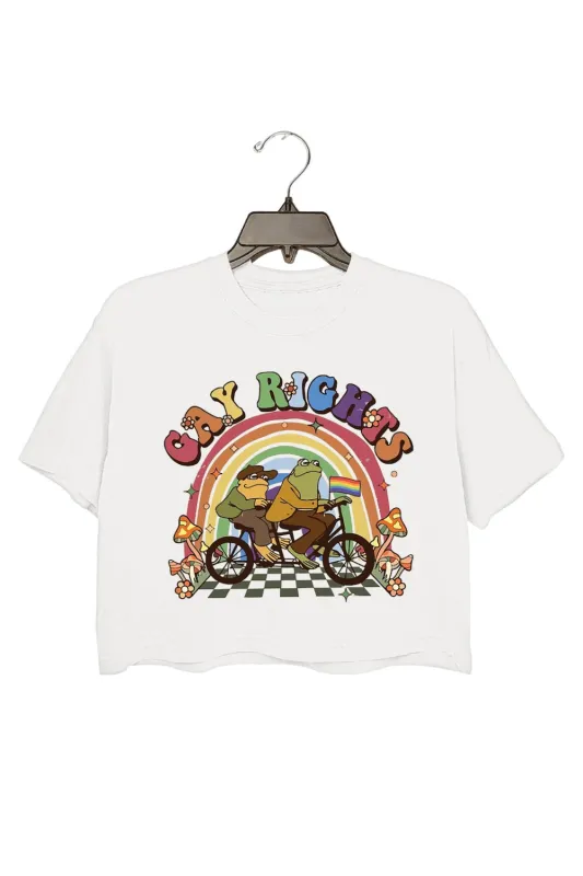 Frog Gay Rights Pride Crop Top For Women sold by Fancy Tees