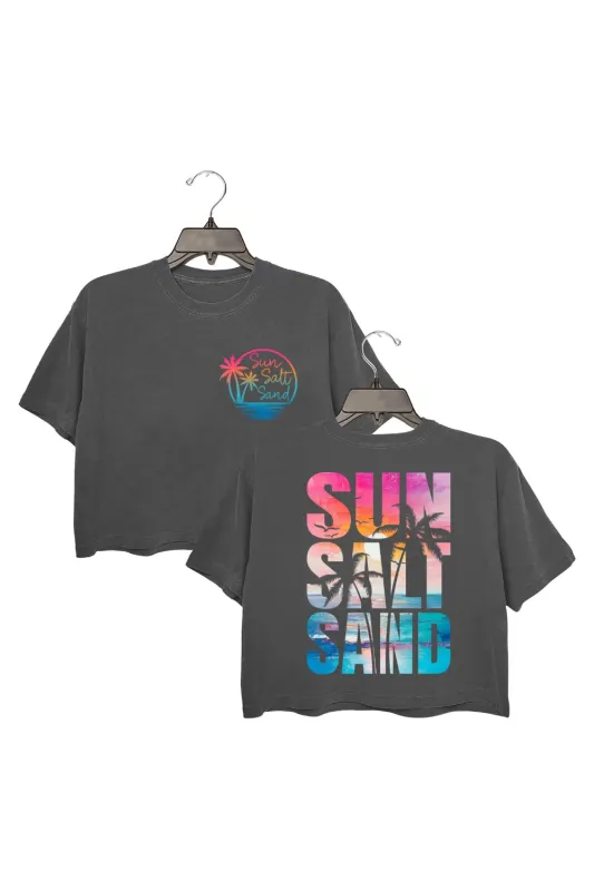 Retro Summer Sun Salt Sand Crop Top For Women sold by Fancy Tees