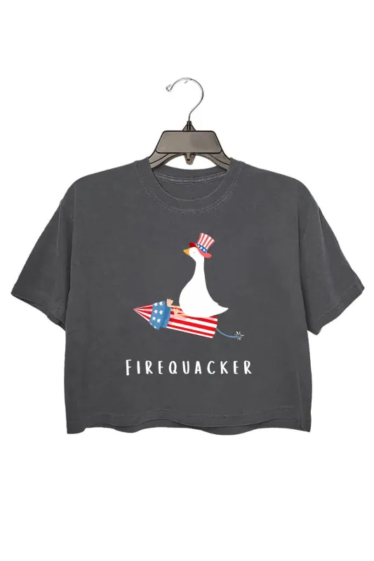 Firequacker Goose 4th Of July Crop Top For Women sold by Fancy Tees