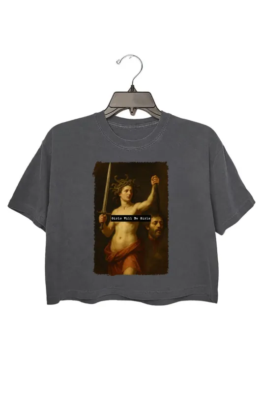 Girls Will Be Girls Medusa With The Head Of Perseus Crop Top For Women sold by Fancy Tees