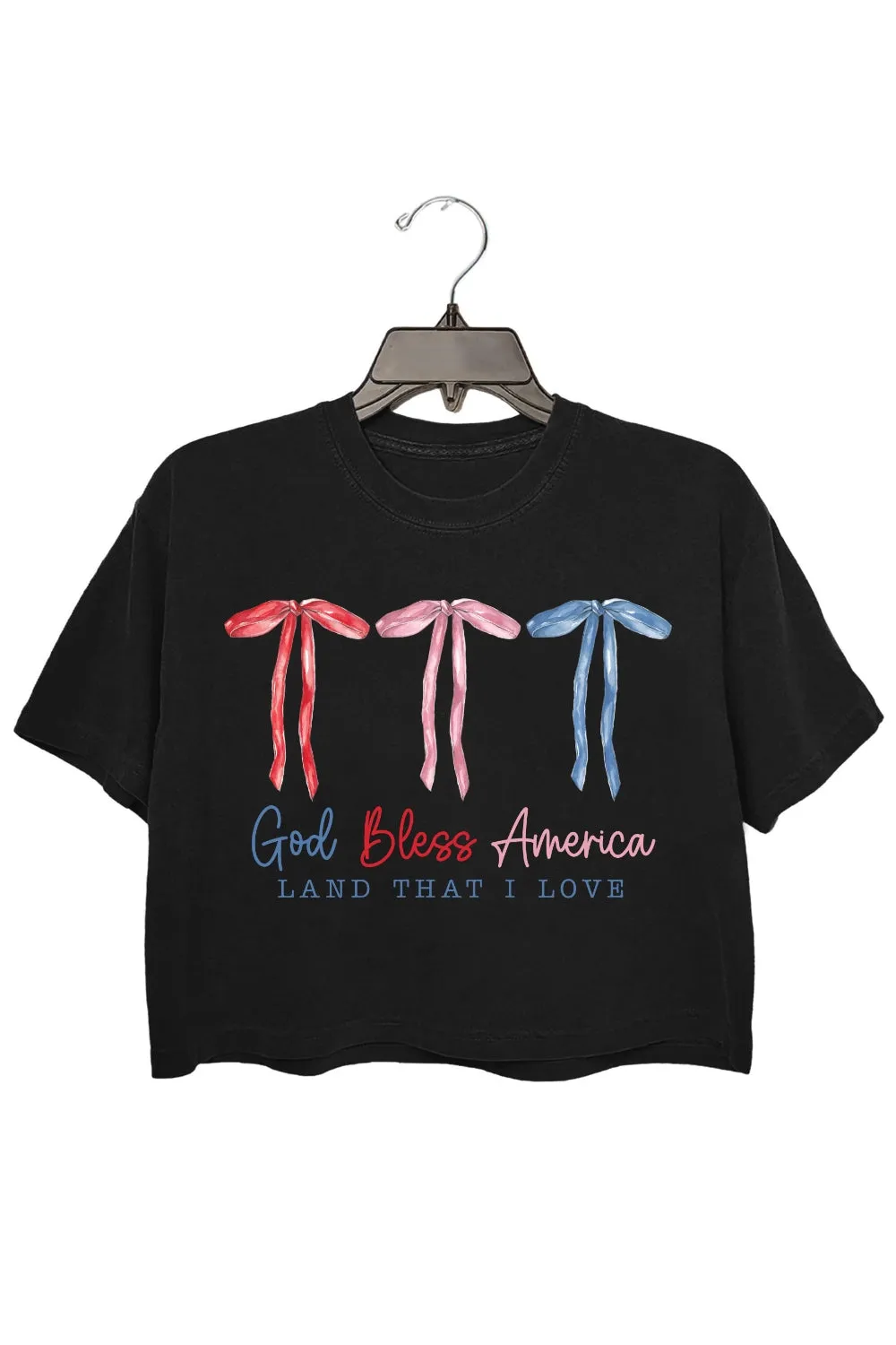 God Bless America Coquette 4th Of July Crop Top For Women sold by Fancy Tees product image thumbnail 3