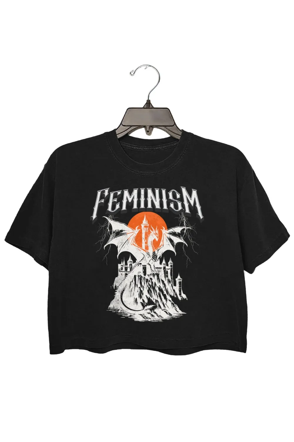 Feminism Dragon Gothic Crop Top For Women sold by Fancy Tees product image thumbnail 3