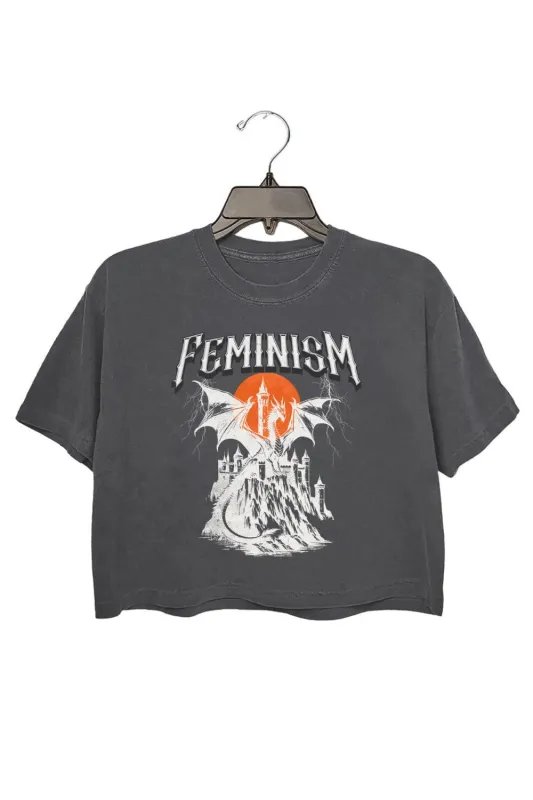 Feminism Dragon Gothic Crop Top For Women sold by Fancy Tees