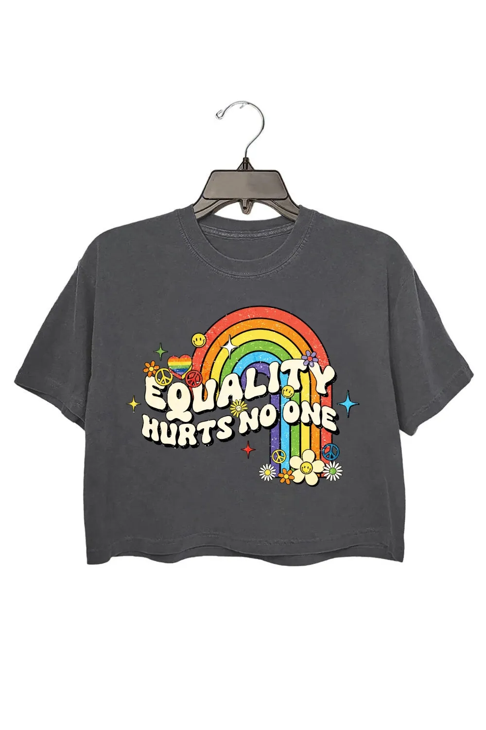 Rainbow Equality Hearts No One Crop Top For Women sold by Fancy Tees