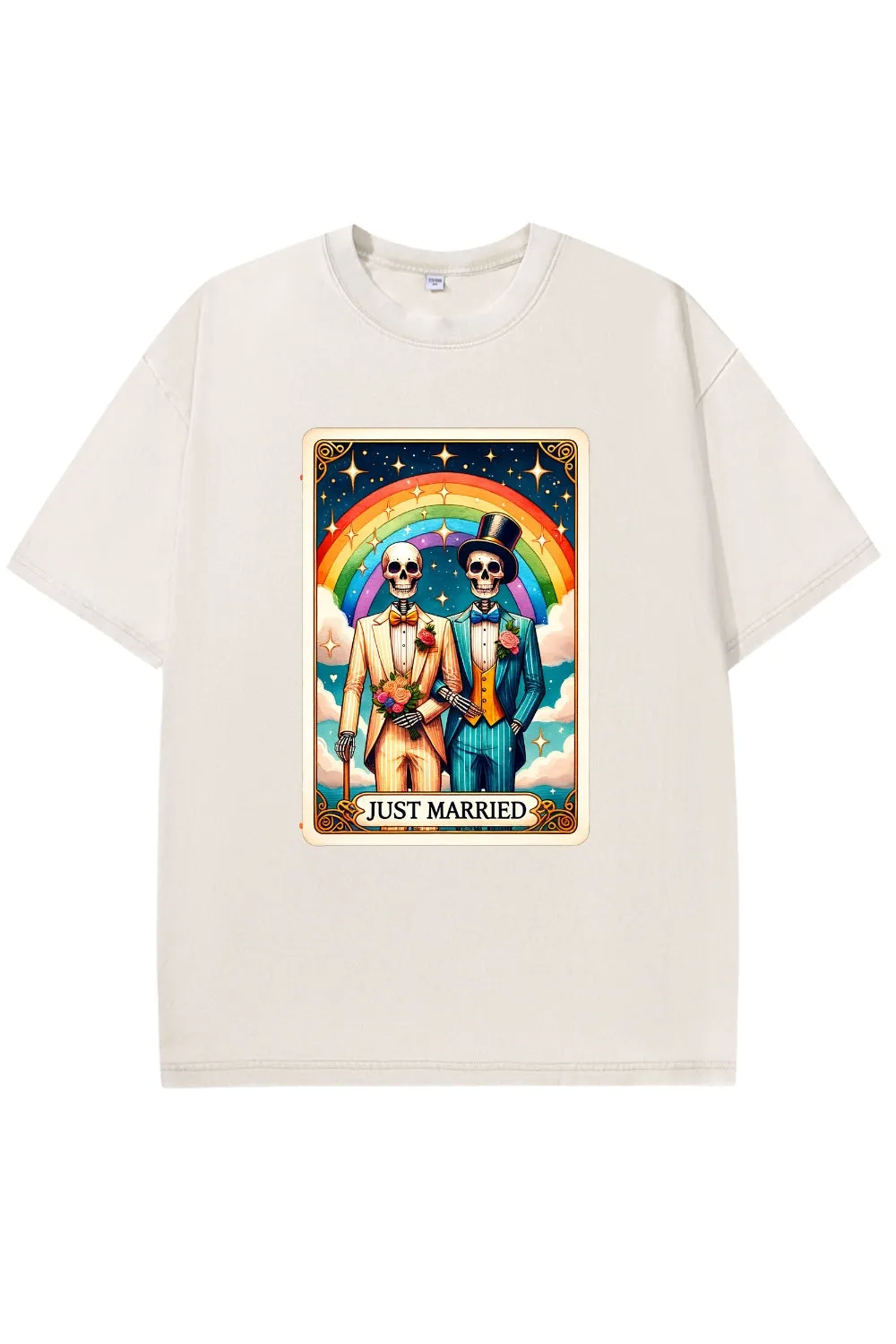 Just Married Funny Tarot Card Washed Tee sold by Fancy Tees product image thumbnail 3