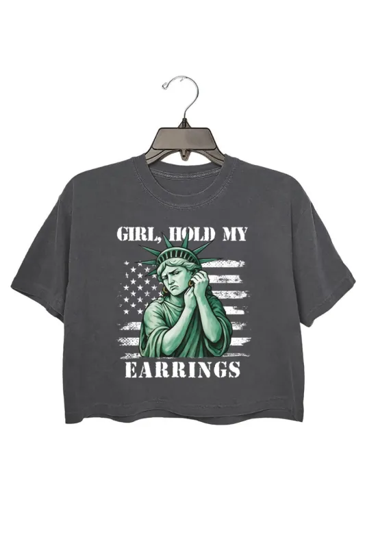 Girl Hold My Earrings FDT Crop Top For Women sold by Fancy Tees