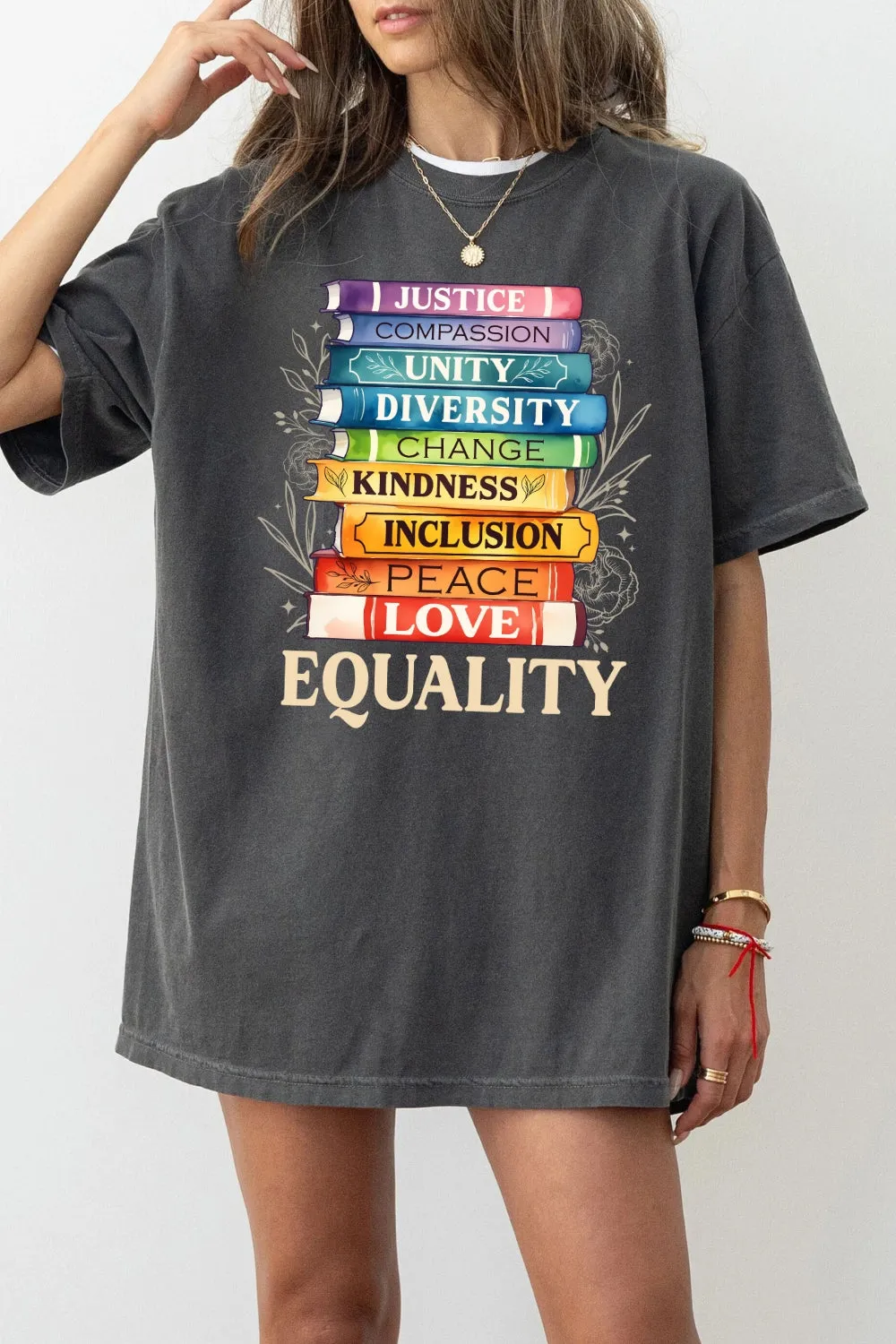 Equality Book Flower Tee For Women sold by Fancy Tees