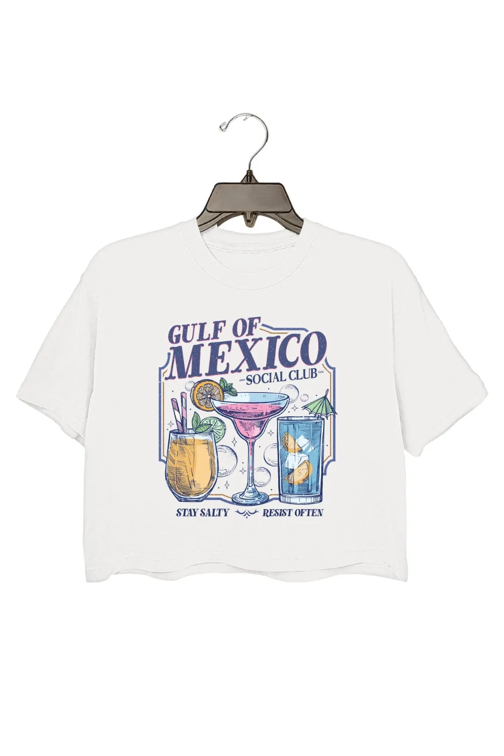 Gulf Of Mexico Social Club Stay Salty Crop Top For Women sold by Fancy Tees product image thumbnail 3
