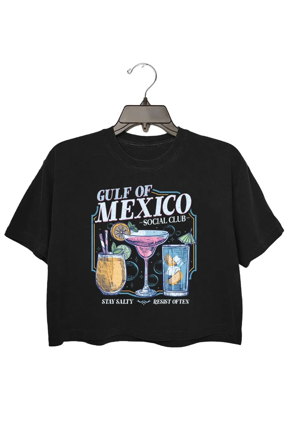 Gulf Of Mexico Social Club Stay Salty Crop Top For Women sold by Fancy Tees product image thumbnail 2