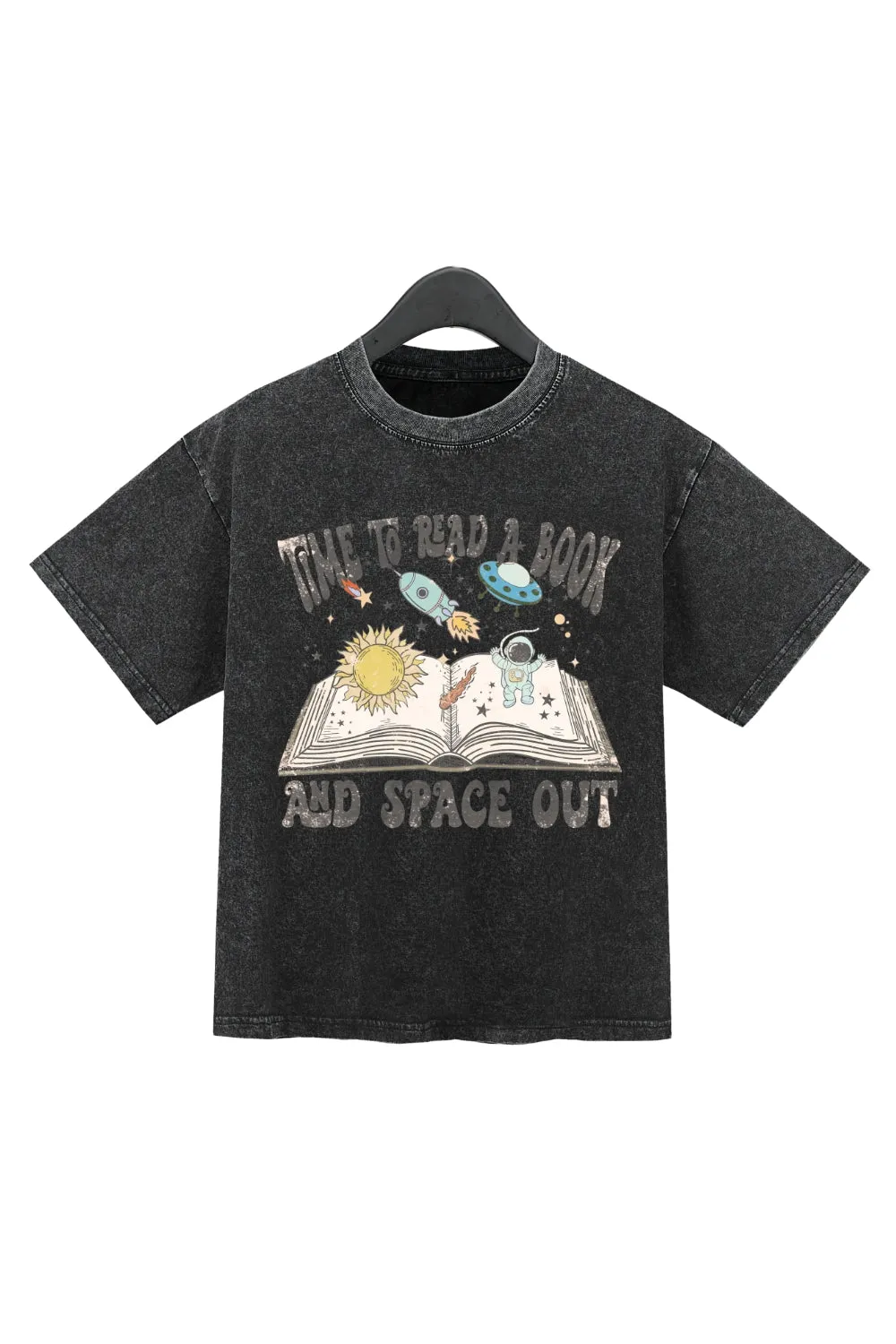 Time To Read A Book And Space Out Washed Crop Top For Women sold by Fancy Tees product image thumbnail 2