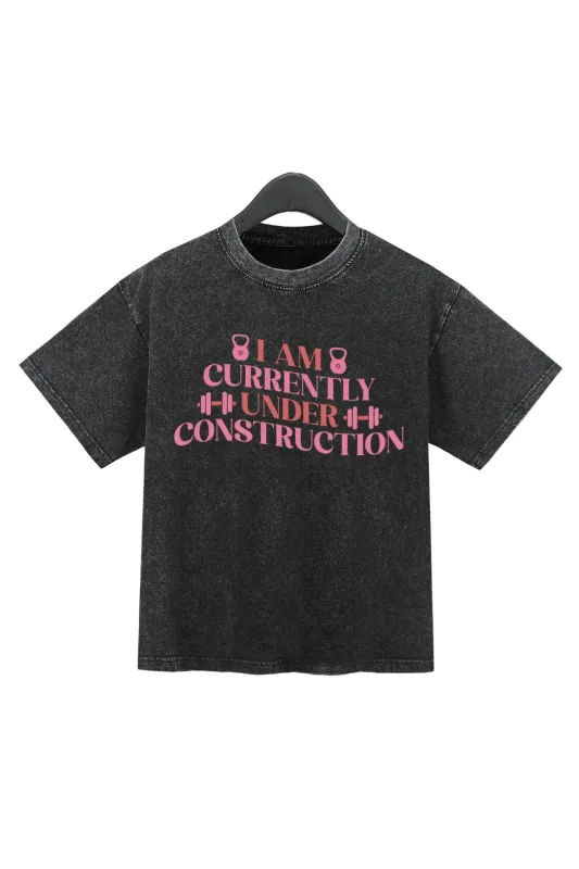 I Am Currently Under Construction Washed Crop Top For Women sold by Fancy Tees