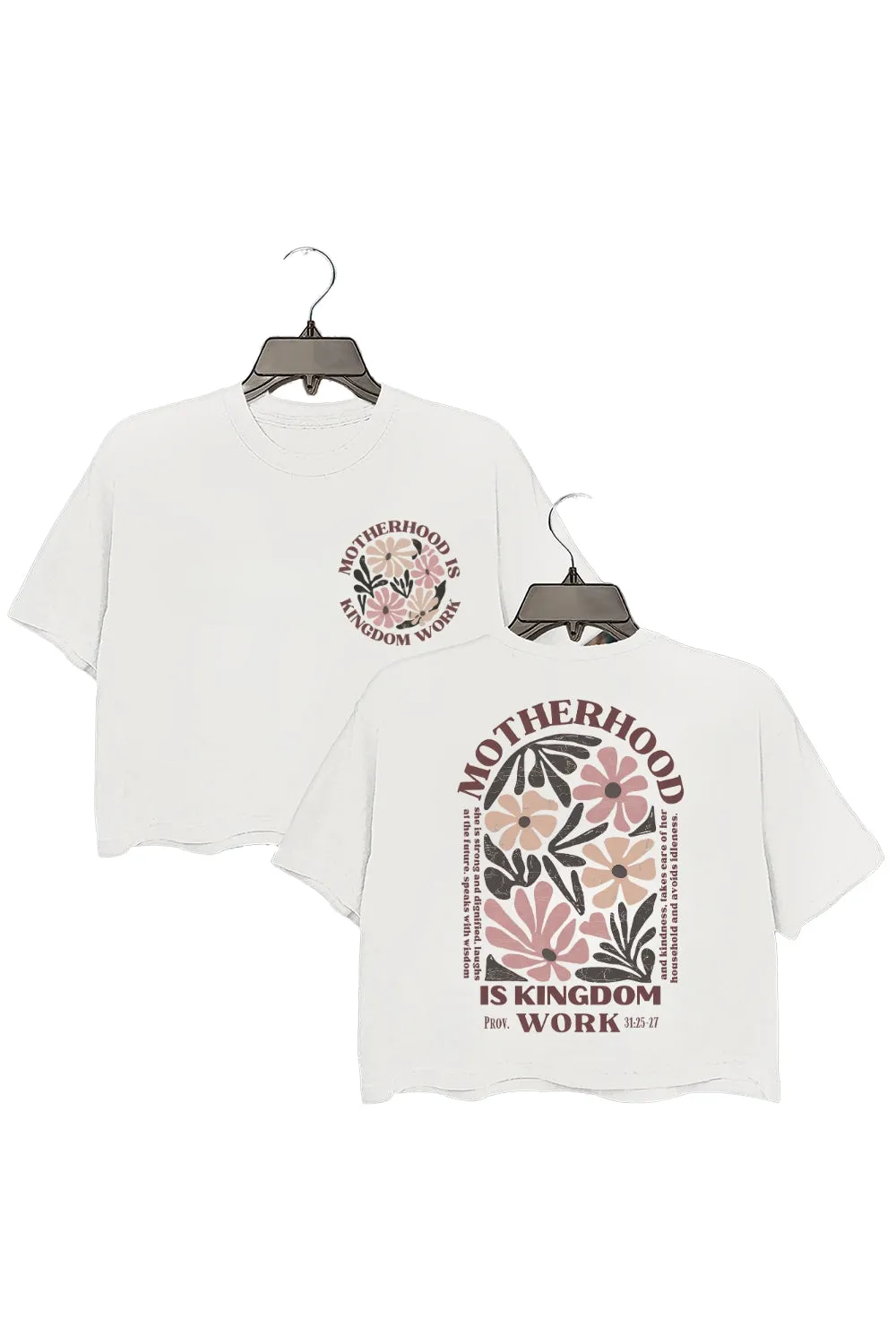 Boho Motherhood Is Kingdom Work Crop Top For Women sold by Fancy Tees product image thumbnail 2