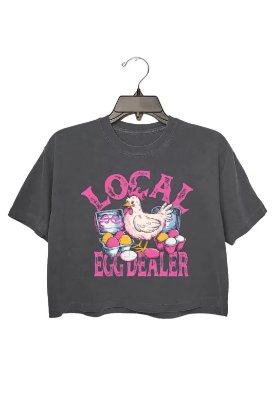 Local Egg Dealer Funny Chicken Crop Top For Women sold by Fancy Tees