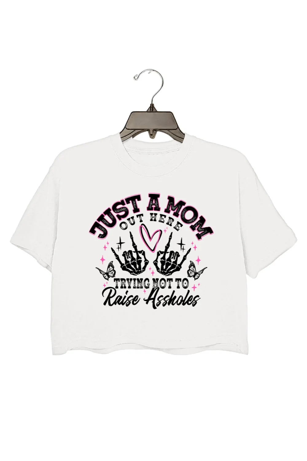 Just A Mom Funny Skeleton Crop Top For Women sold by Fancy Tees product image thumbnail 2