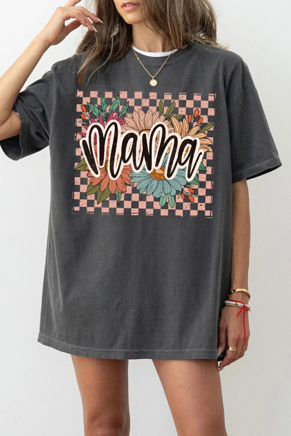 Mama Checkers Floral Tee For Women sold by Fancy Tees