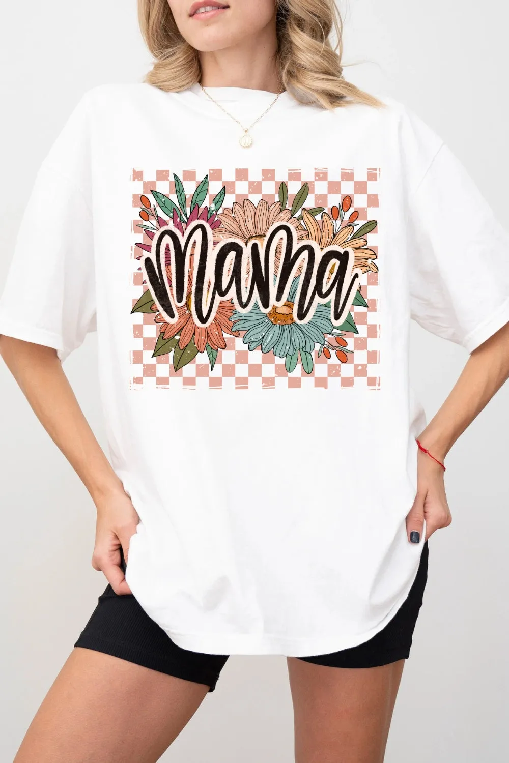 Mama Checkers Floral Tee For Women sold by Fancy Tees product image thumbnail 2