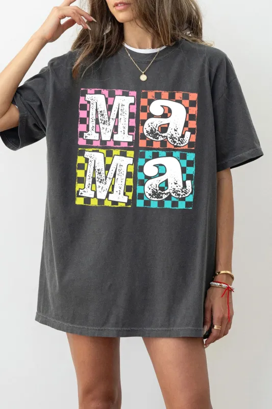 Colorful Checkered Mama Tee For Women sold by Fancy Tees