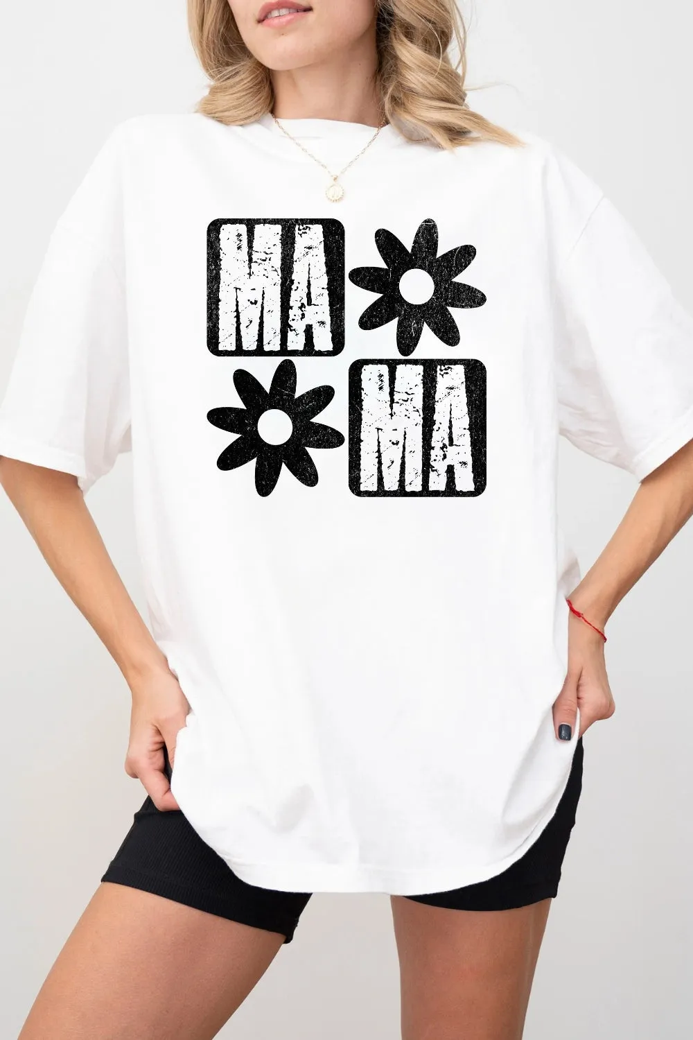Checker Floral Mama Tee For Women sold by Fancy Tees product image thumbnail 3