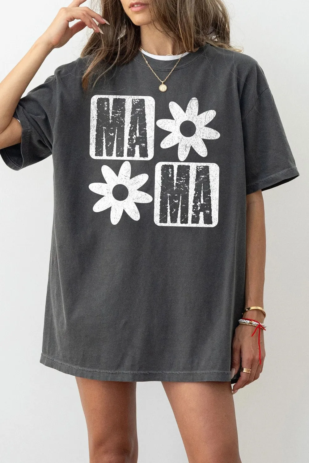 Checker Floral Mama Tee For Women sold by Fancy Tees