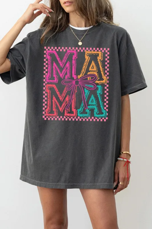 Mama Retro Checkered Coquette Tee For Women sold by Fancy Tees