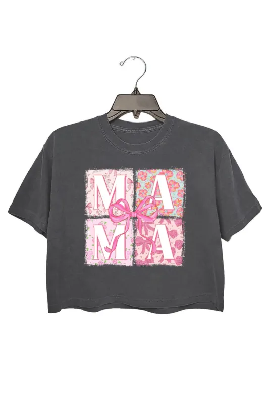 Retro Floral Mama Coquette Bow Crop Top For Women sold by Fancy Tees