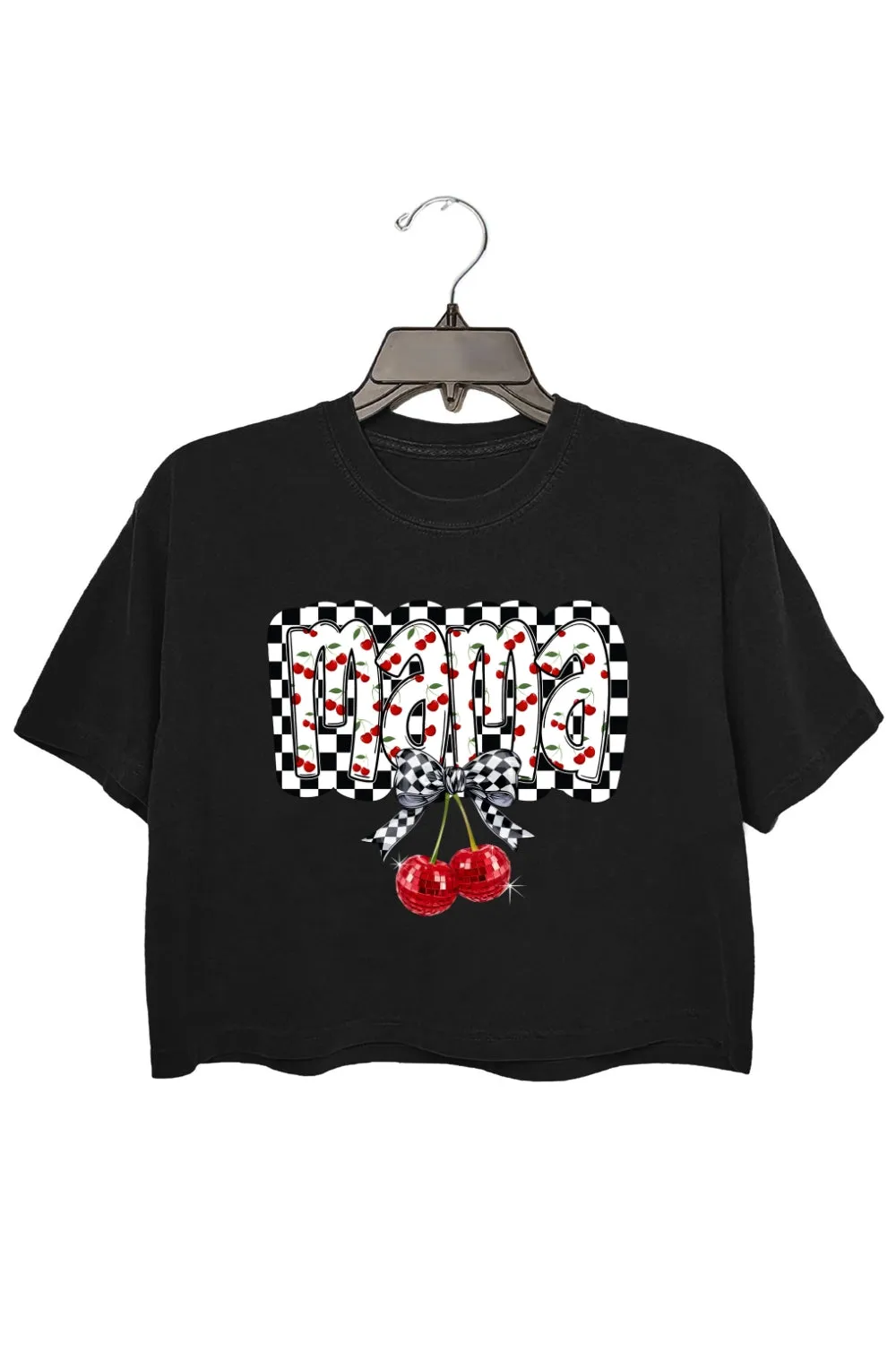 Cherry Bow Coquette Mama Crop Top For Women sold by Fancy Tees product image thumbnail 3