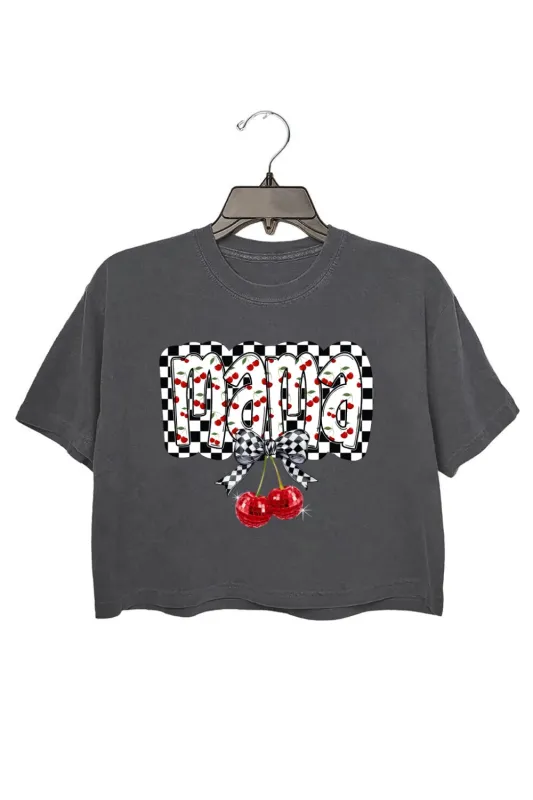 Cherry Bow Coquette Mama Crop Top For Women made by Fancy Tees
