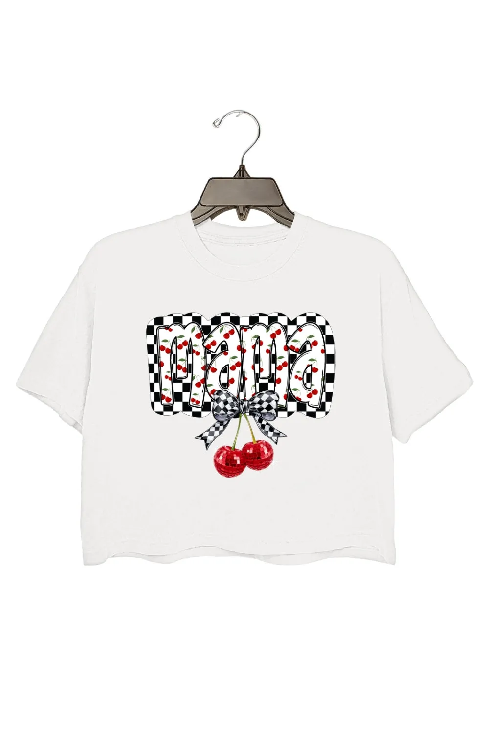 Cherry Bow Coquette Mama Crop Top For Women sold by Fancy Tees product image thumbnail 2